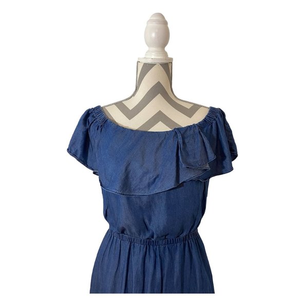 H by Halston off shoulder denim Dress size S - Picture 2 of 9